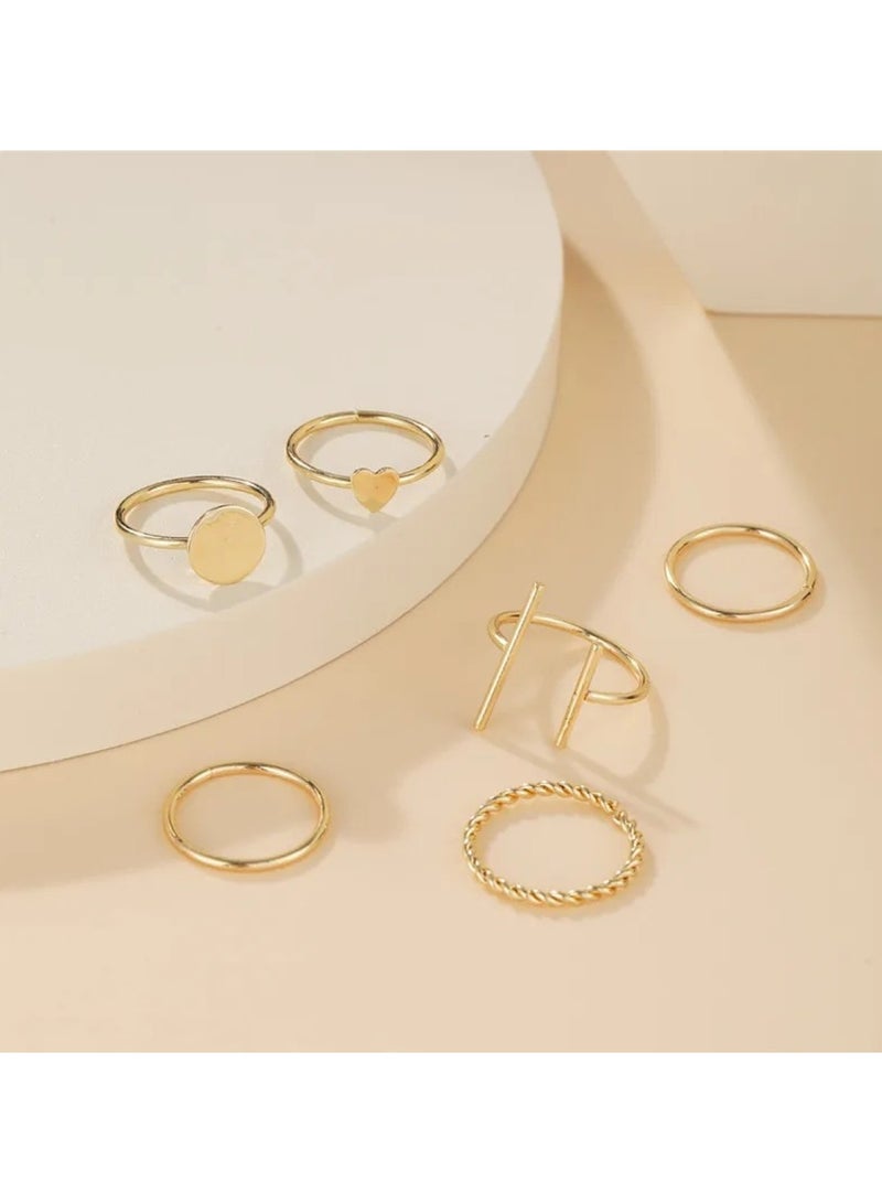 Huitich 6 Pcs Multi-size Elegant Fashion Rings Set Gold  - Image 5