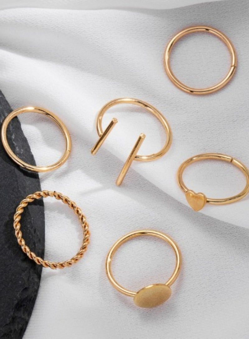 Huitich 6 Pcs Multi-size Elegant Fashion Rings Set Gold  - Image 4