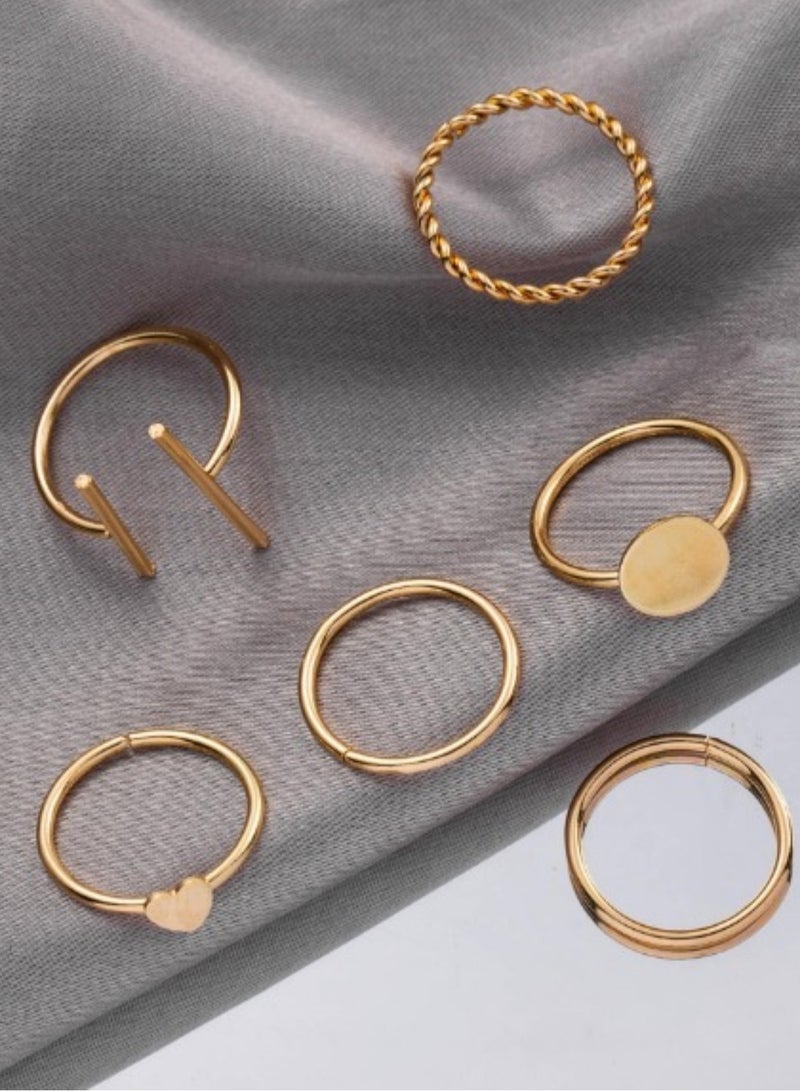 Huitich 6 Pcs Multi-size Elegant Fashion Rings Set Gold  - Image 3