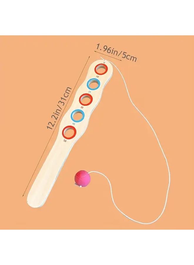 Racket Model Bouncing Ball Wooden Skill Paddles Hand Eye Coordination Training Tool - Image 4