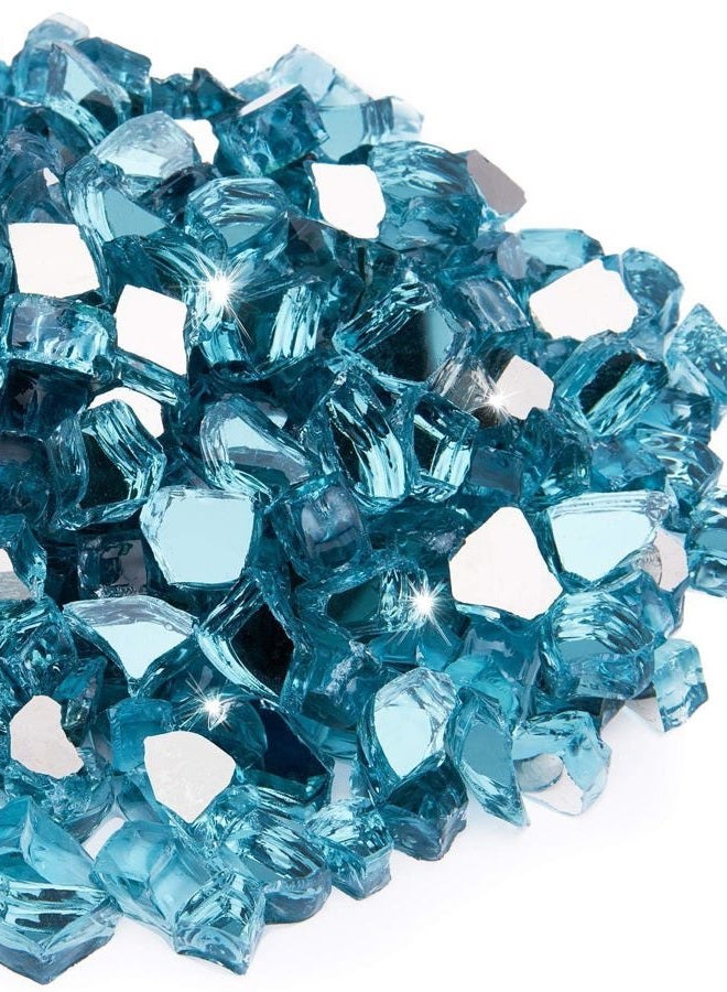 NUPICK 20 lb 1/2 Inch Reflective Fire Glass, Pacific Blue, Sparkly, Eco-Friendly, Convenient, Mirror Finish - Image 1