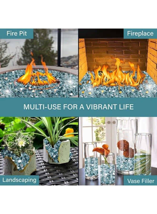 NUPICK 20 lb 1/2 Inch Reflective Fire Glass, Pacific Blue, Sparkly, Eco-Friendly, Convenient, Mirror Finish - Image 5