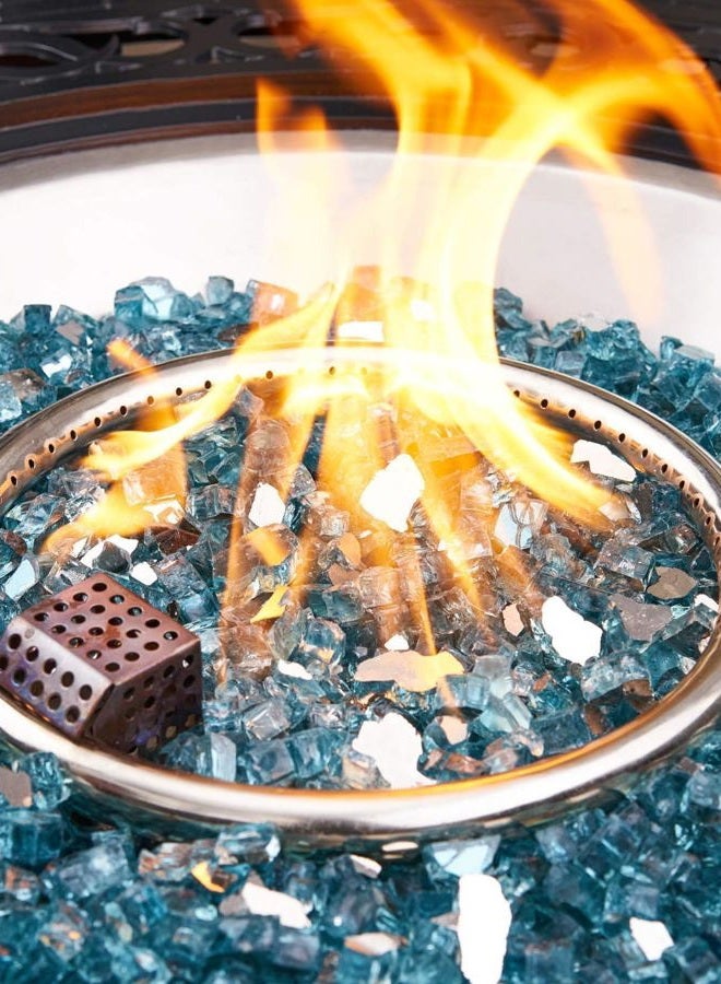 NUPICK 20 lb 1/2 Inch Reflective Fire Glass, Pacific Blue, Sparkly, Eco-Friendly, Convenient, Mirror Finish - Image 3