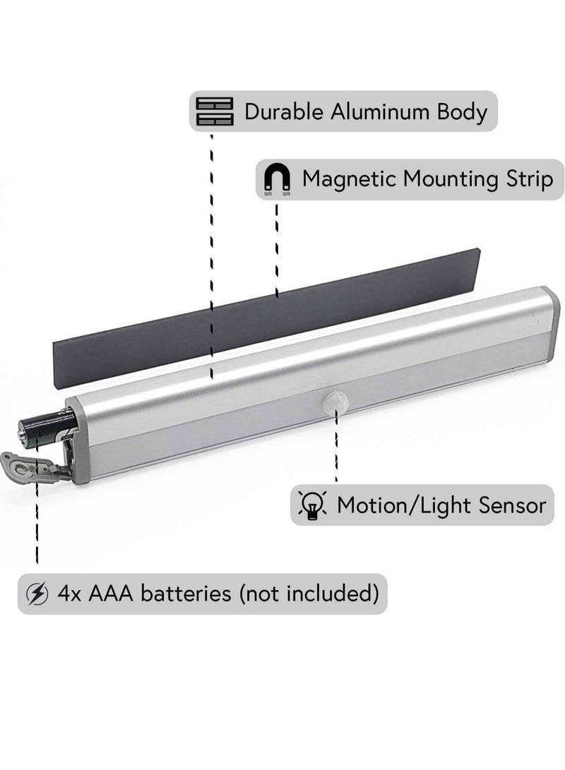 Lynacz Original 3 Pack Motion Sensor Light Bar Night Light for Room Stick-On Anywhere Wireless Battery Operated 10 LEDs Closet Lights Wardrobe Lighting LED Light White - Image 3