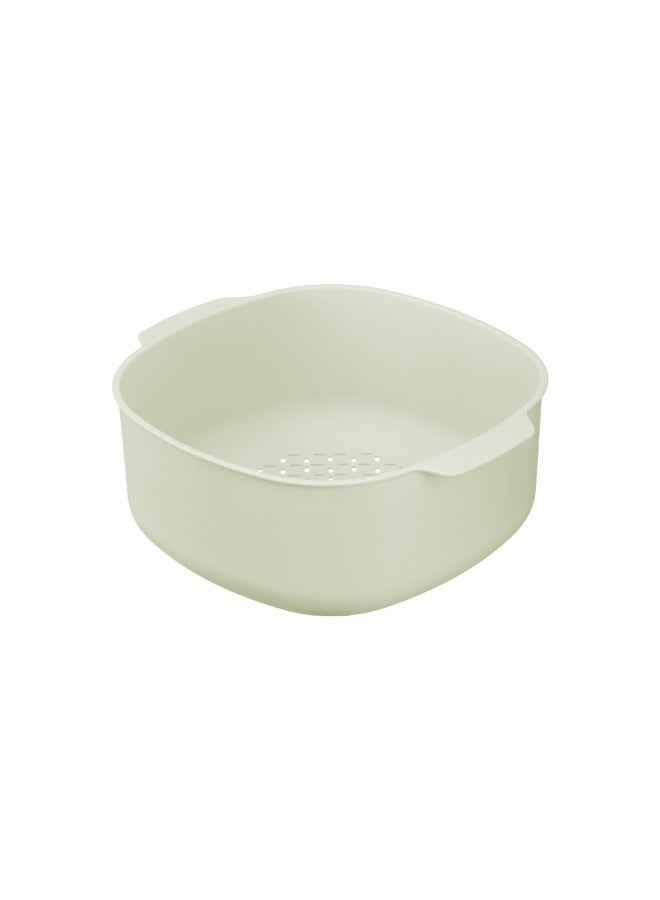Inochi Yoko 2in1 Square Colander & Bowl Set 27cm Food Strainers | Kitchen Strainer | 2 In 1 Detachable Multi Function Mixing Bowl | For Fruits and Vegetable Cleaning and Storage - Avocado Green