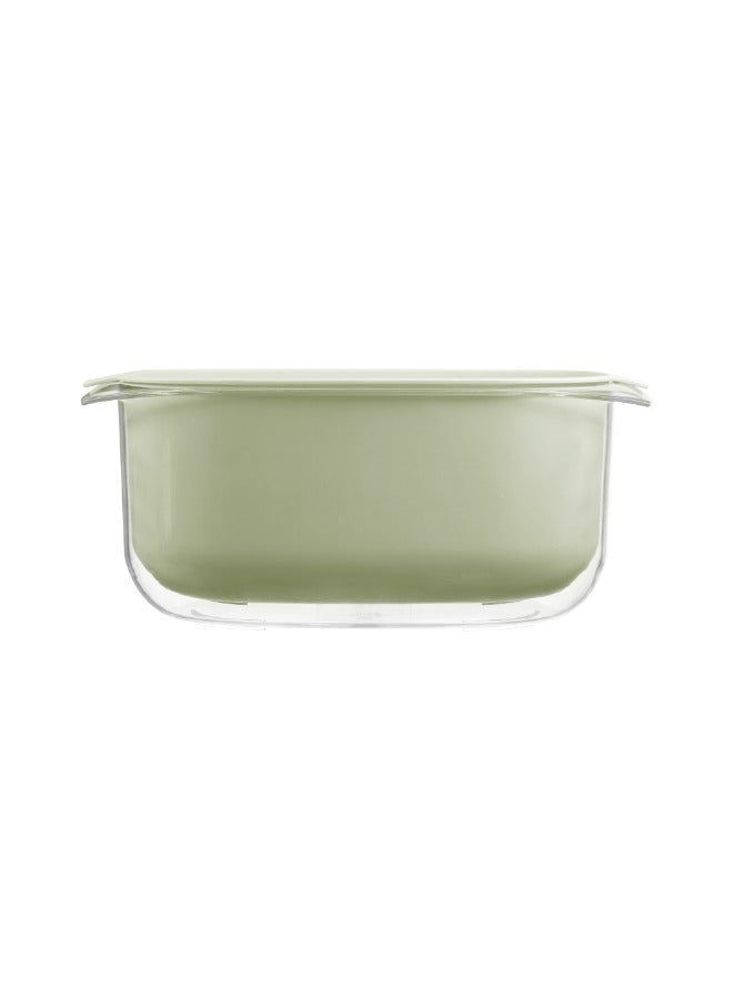 Inochi Yoko 2in1 Square Colander & Bowl Set 27cm Food Strainers | Kitchen Strainer | 2 In 1 Detachable Multi Function Mixing Bowl | For Fruits and Vegetable Cleaning and Storage - Avocado Green