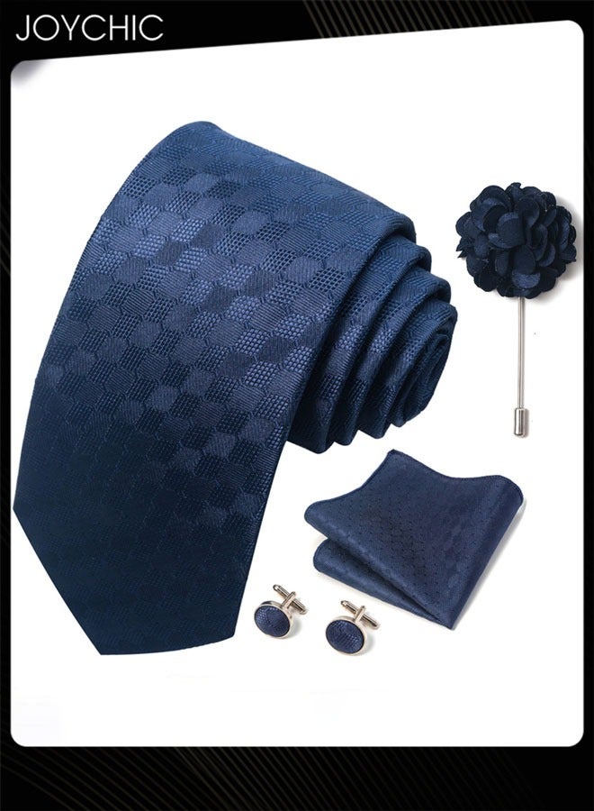 Joychic Classic Pattern Ties for Men Set with Pocket Square Cufflink and Corsage, Necktie in Gift Box for Wedding and Business Formal Occasions - Image 2