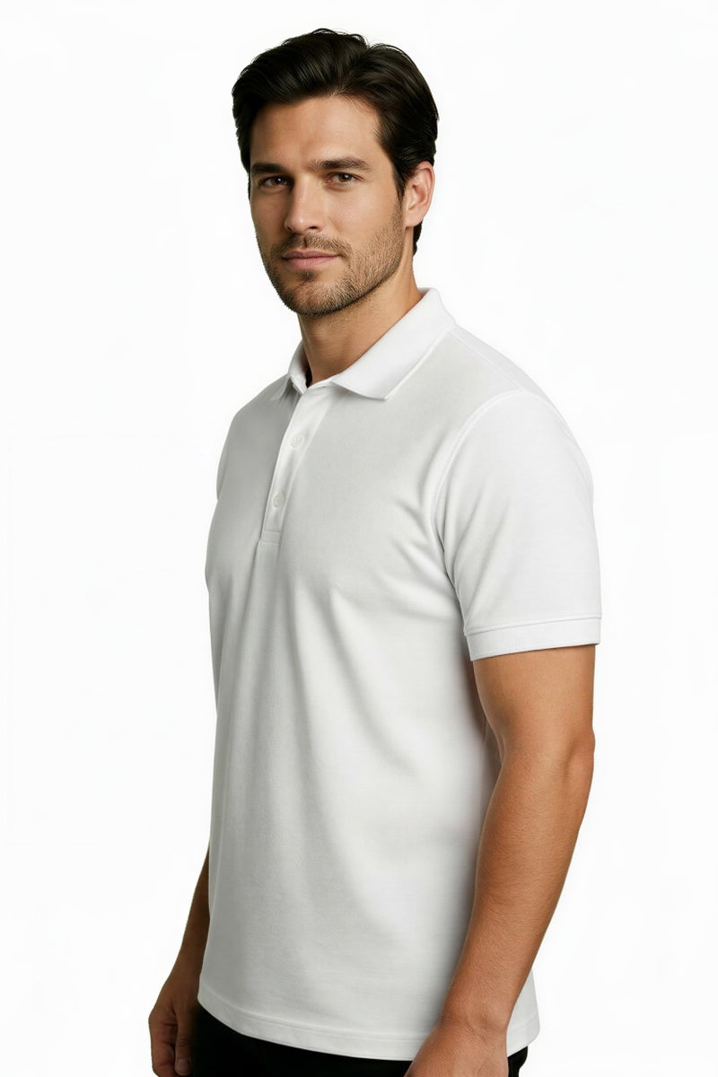 EcoLove Mens Polo Tshirt 100% Cotton | Collar Tshirts Casual Wear | Half Sleeves | Plain Regular fit | Skin Frindly | Comfortable & High Durablity Stretchable T-Shirt | White (XL) - Image 4