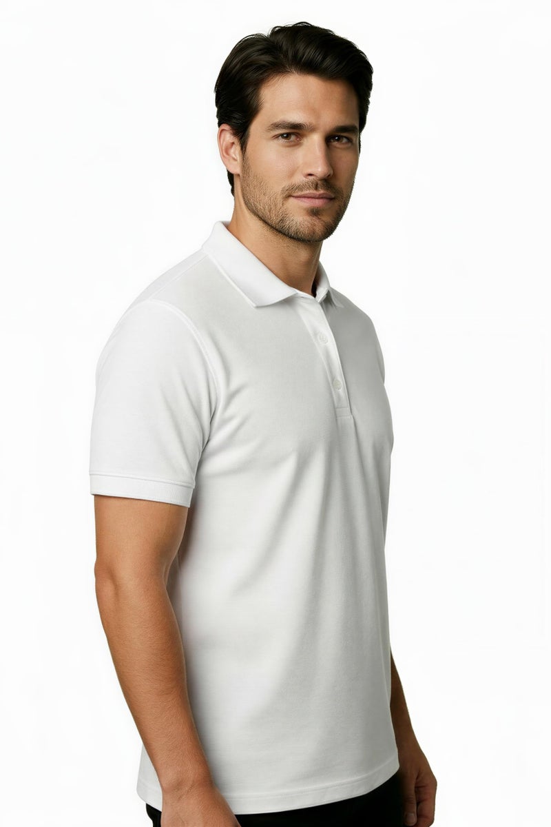 EcoLove Mens Polo Tshirt 100% Cotton | Collar Tshirts Casual Wear | Half Sleeves | Plain Regular fit | Skin Frindly | Comfortable & High Durablity Stretchable T-Shirt | White (XL) - Image 3