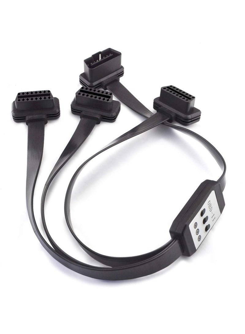 3 Way OBDii OBD2 Splitter Cable Ultra Low Profile 16 Pin OBD Male to Female Car Diagnostic Extension Cable with individual Power Switch 50cm - Image 3