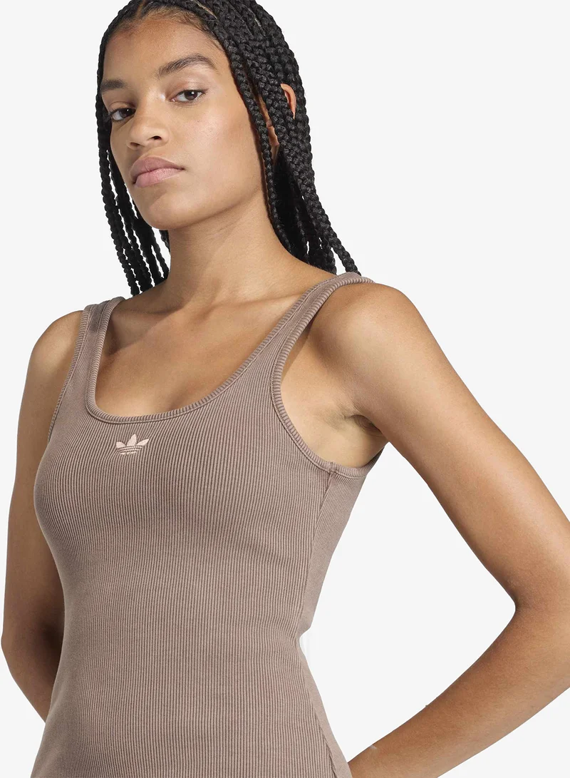 Adidas Originals taupe Essential Ribbed Dress for Women | Best Price UAE