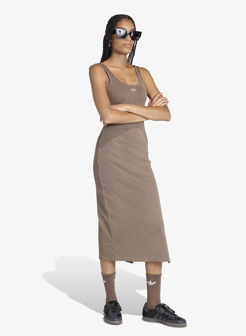 Adidas Originals taupe Essential Ribbed Dress for Women | Best Price UAE