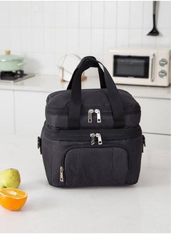 fashionhome Large Leakproof Reusable Insulated Lunch Bag for Women Men Double Deck Lunch Tote Bag Lunch Cooler Bag with Adjustable Shoulder Strap for Office School Picnic 27 x 20 x 22 Centimeter  - Image 1