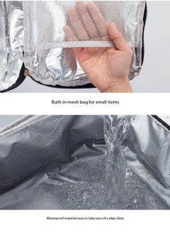 fashionhome Large Leakproof Reusable Insulated Lunch Bag for Women Men Double Deck Lunch Tote Bag Lunch Cooler Bag with Adjustable Shoulder Strap for Office School Picnic 27 x 20 x 22 Centimeter  - Image 4