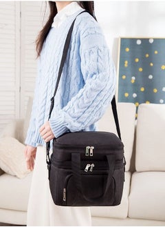 fashionhome Large Leakproof Reusable Insulated Lunch Bag for Women Men Double Deck Lunch Tote Bag Lunch Cooler Bag with Adjustable Shoulder Strap for Office School Picnic 27 x 20 x 22 Centimeter  - Image 2