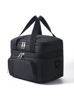 fashionhome Large Leakproof Reusable Insulated Lunch Bag for Women Men Double Deck Lunch Tote Bag Lunch Cooler Bag with Adjustable Shoulder Strap for Office School Picnic 27 x 20 x 22 Centimeter  - Image 5