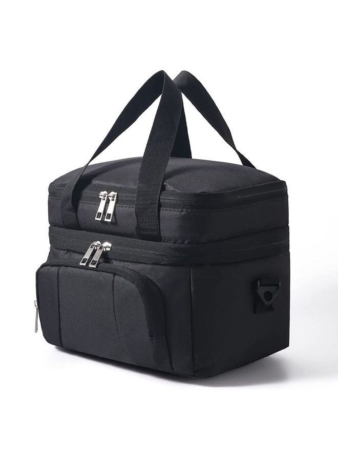 fashionhome Large Leakproof Reusable Insulated Lunch Bag for Women Men Double Deck Lunch Tote Bag Lunch Cooler Bag with Adjustable Shoulder Strap for Office School Picnic 27 x 20 x 22 Centimeter  - Image 5