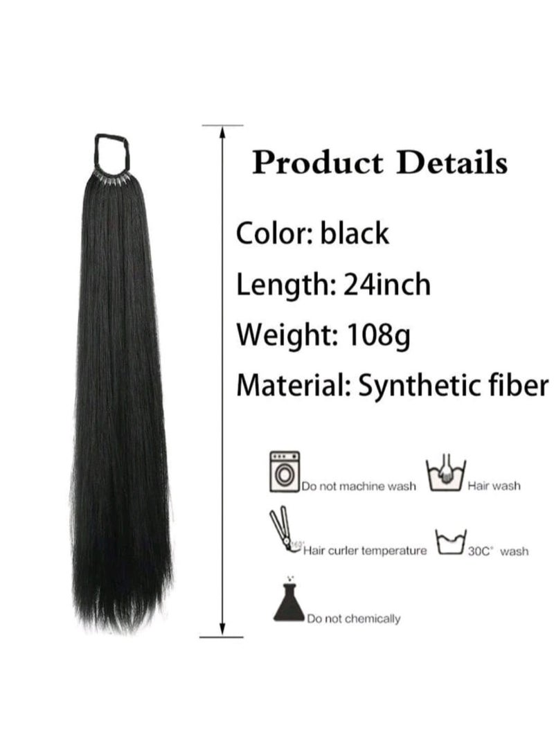 شي إن شعر مستعار واقعي مستقيم على شكل ذيل حصان، شعر مستعار طويل منفوش للارتداء اليومي، - Image 2