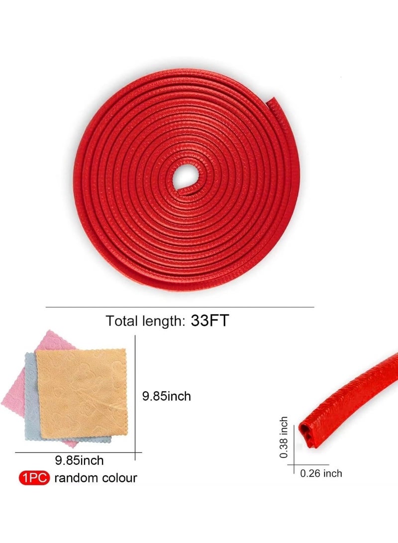 33 foot non rubber door edge strip, car exterior accessories, sound insulation protection strip, universal rubber protection strip, door edge protection device, suitable for cars, trucks, SUVs and ATVs (red) - Image 2