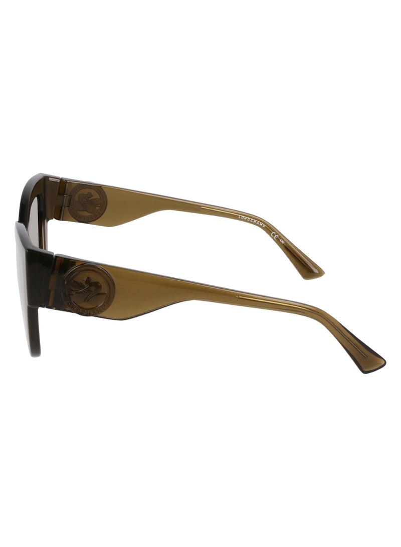 Longchamp نظارات شمسية نسائية بشكل عين القط لحماية من الأشعة فوق البنفسجية LO744S-319-5221 - حجم العدسة: 52 - كاكي - Image 4