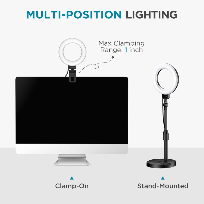 InnoGear Desk Ring Light with Stand, 60 LED 10W Overhead Portable Selfie Light Video Conference Lighting with Clip Camera Light for Monitor Laptop Computer Zoom Call Live Streaming Video Recording - Image 3