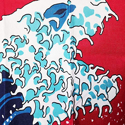 Ofat Home Japanese Great Wave Noren Curtain 33.5" W x 59" L, Red Ukiyo-e Ocean Wave with Monster Design Hanging Curtain for Doorway, Art Fabric Home Decor - Image 5