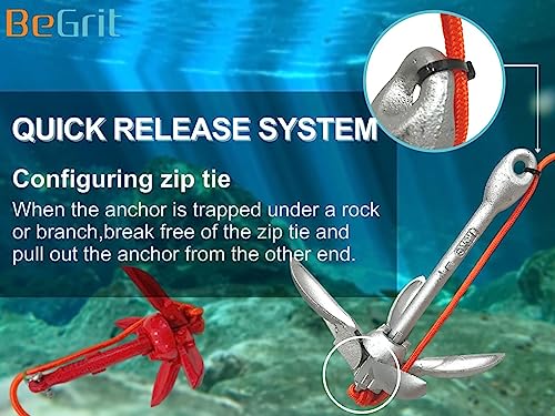 BeGrit Kayak Anchor 1.5lb Small Boat Anchor Folding Marine Anchor for Fishing,Kayak,Paddle Board,Canoe,Jet Ski, with 32.8 ft Anchor Tow Rope Carrying Bag (Red) - Image 5