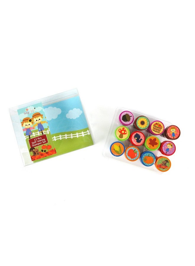 TINYMILLS TINYMILLS 12 Pcs Fall Harvest Thanksgiving Stamp Kit for Kids - Thanksgiving Pumpkin Autumn Self Inking Stamps Gift Party Favors - Image 3