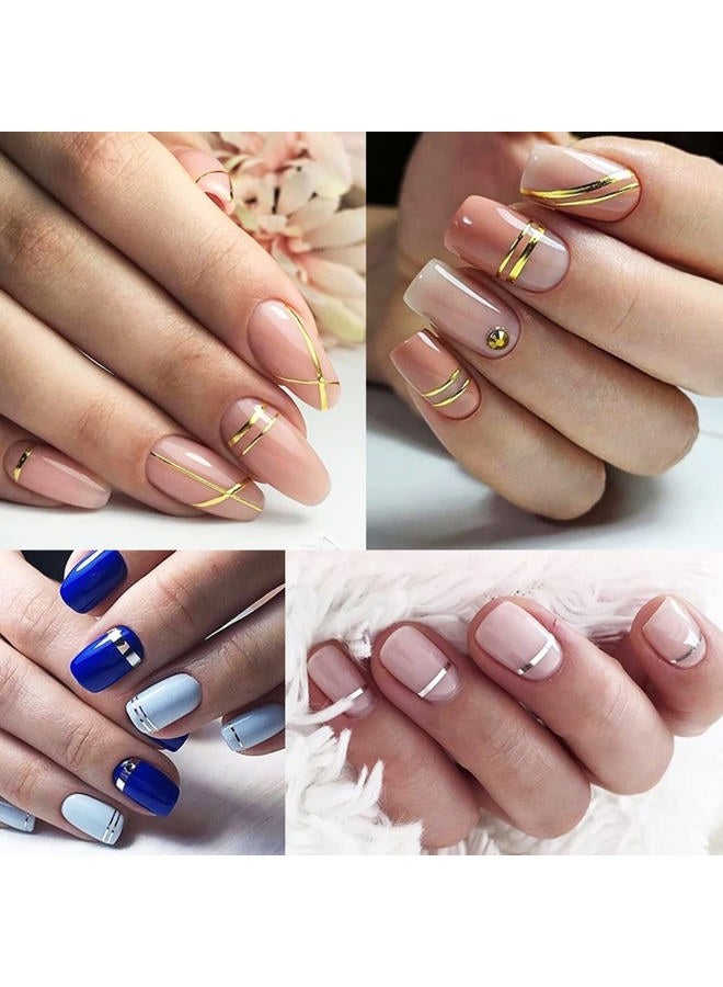 Vonrui 20 Pcs Glitter Gold Silver Nail Art Stripping Tape Line Shiny Matte Nail Art Decoration Strips Self Adhesive Decals Strips DIY Nail 3D Tips Manicure Tools Rolls (1mm) - Image 3