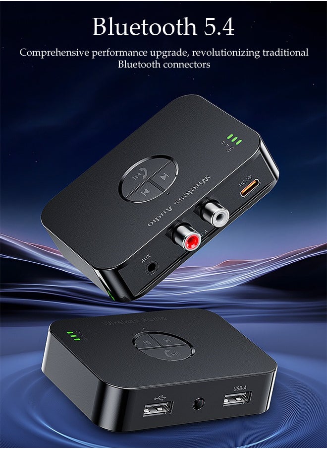 DUNISO Bluetooth Receiver,Bluetooth 5.4 Car Adapter,Audio Receiver,Support Wireless/USB/Hands Free Calling ,Plug And Play，Can Connect Two Mobile Phones Simultaneously，Apply To Mobile，Pad，TV，Audio，Headset，Speaker,82*67.4*22.7mm  - Image 4
