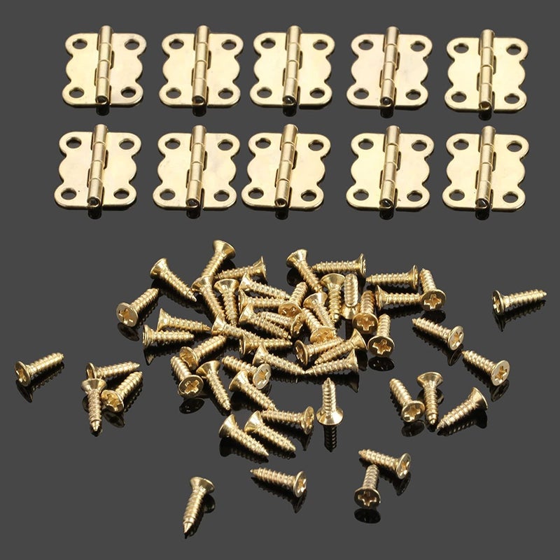 Teclican Mini Brass Hinges Small Hinge Vintage Hinge Door Hinge Folding Butt Hinges 295 Degree with Screw 16x13mm HW Pack of 10 
