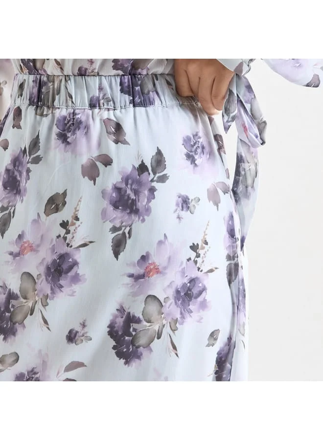 Splash FAV All-Over Floral Print Midi Skirt with Elasticised Waistband