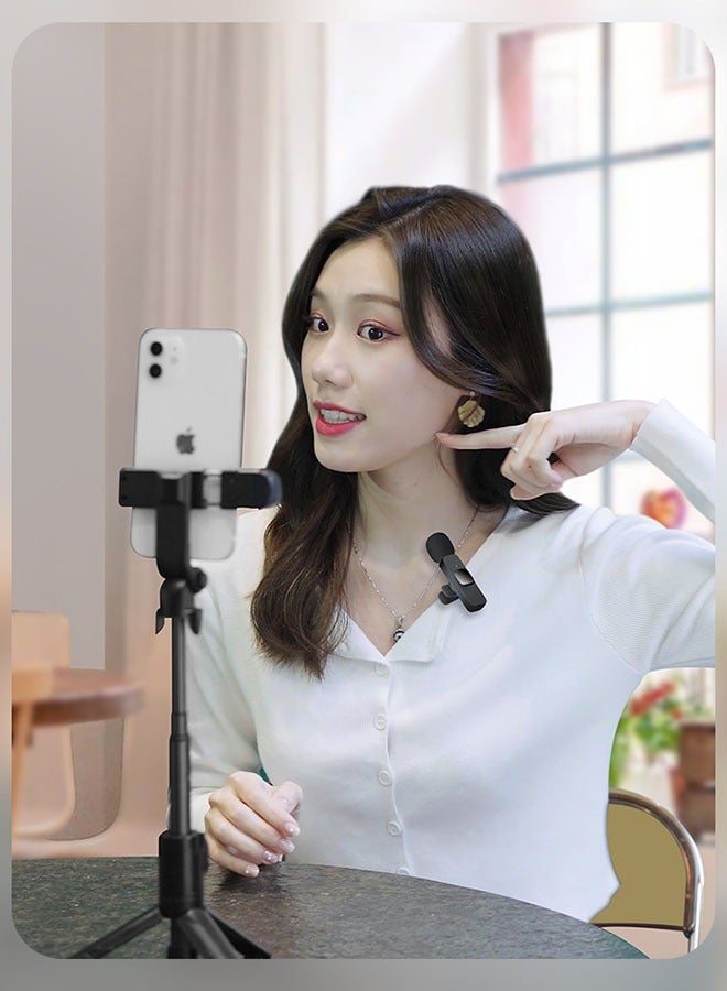 Wireless Lavalier Microphone Dual Wireless Microphone Mini Lapel Mics Plug-Play K9 Type C+Apple Transplant Video Recording Live Stream Vlog for iPhone iPad Android Devices