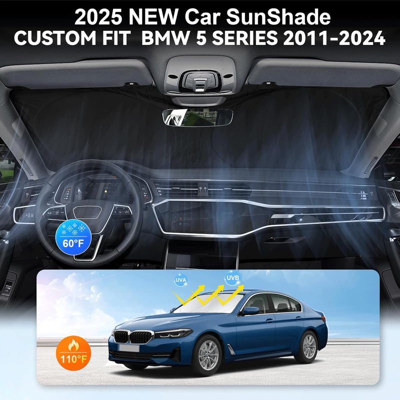 مظلة زجاج أمامي لسيارة BMW الفئة الخامسة، مظلة شمس مصممة خصيصًا لسيارة BMW الفئة الخامسة G30 G31 للأعوام 2011-2024 2025، غطاء زجاج أمامي لـ 530i, 530e, 545i, 550i 525i, 528xi، واقي زجاج أمامي، ملحقات سيارة - Image 4