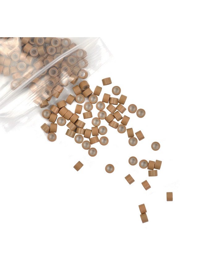 YTBYT 200 Pcs Silicone Lined Micro Rings Links Beads 4.0 Mm Beads For Hair Extensions (Dark Blonde) - Image 2