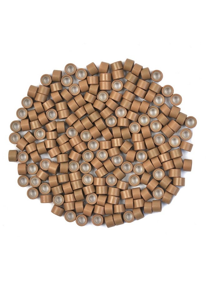 YTBYT 200 Pcs Silicone Lined Micro Rings Links Beads 4.0 Mm Beads For Hair Extensions (Dark Blonde) - Image 1
