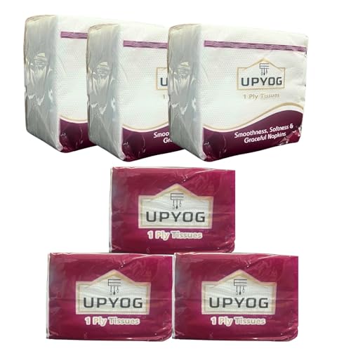 UPYOG 1Ply Tissue Paper Napkins -100 Pulls | Pack of 300 | Premium Disposable Napkins for Parties, Events, and Dining | Soft and Absorbent Tissue Napkins | Bulk Pack | Ideal for Weddings, Birthday - Image 1