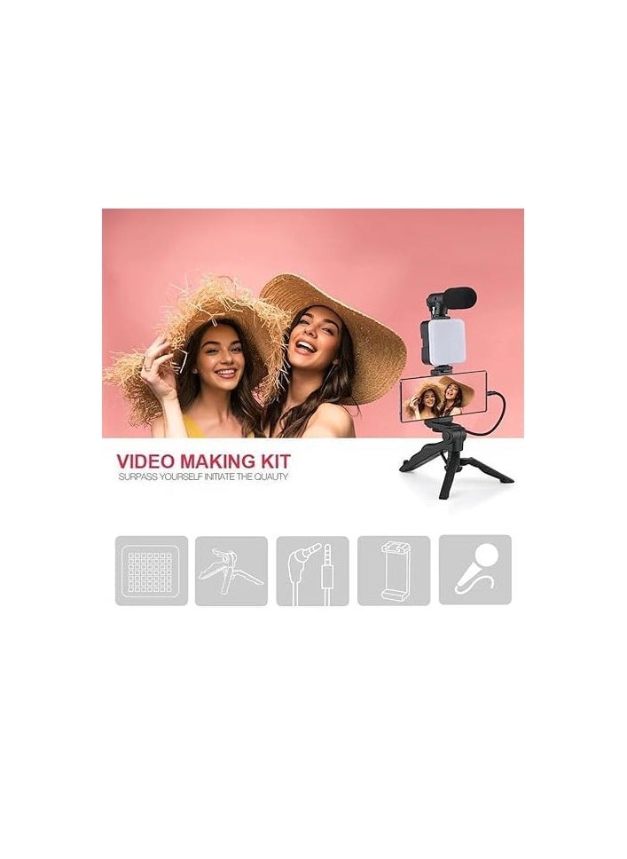 Generic QShop®️ Premium Video Studio Kit for Smartphones & Cameras – Professional Content Creator Set with Microphone & LED Lighting, Compatible with YouTube & TikTok  - Image 5