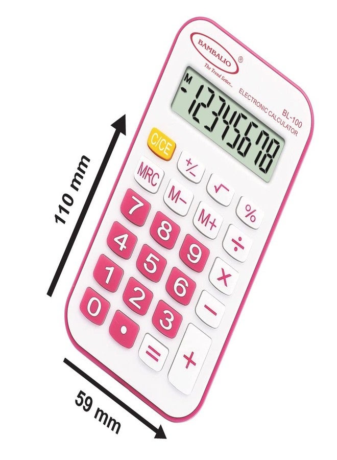 Bambalio 8 Digits BL-100 Portable Pocket Calculator with 3 Years Warranty Pink - Image 2