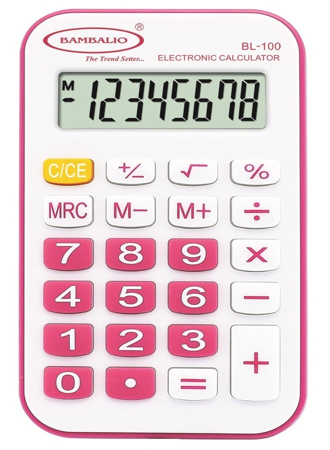 Bambalio 8 Digits BL-100 Portable Pocket Calculator with 3 Years Warranty Pink - Image 1