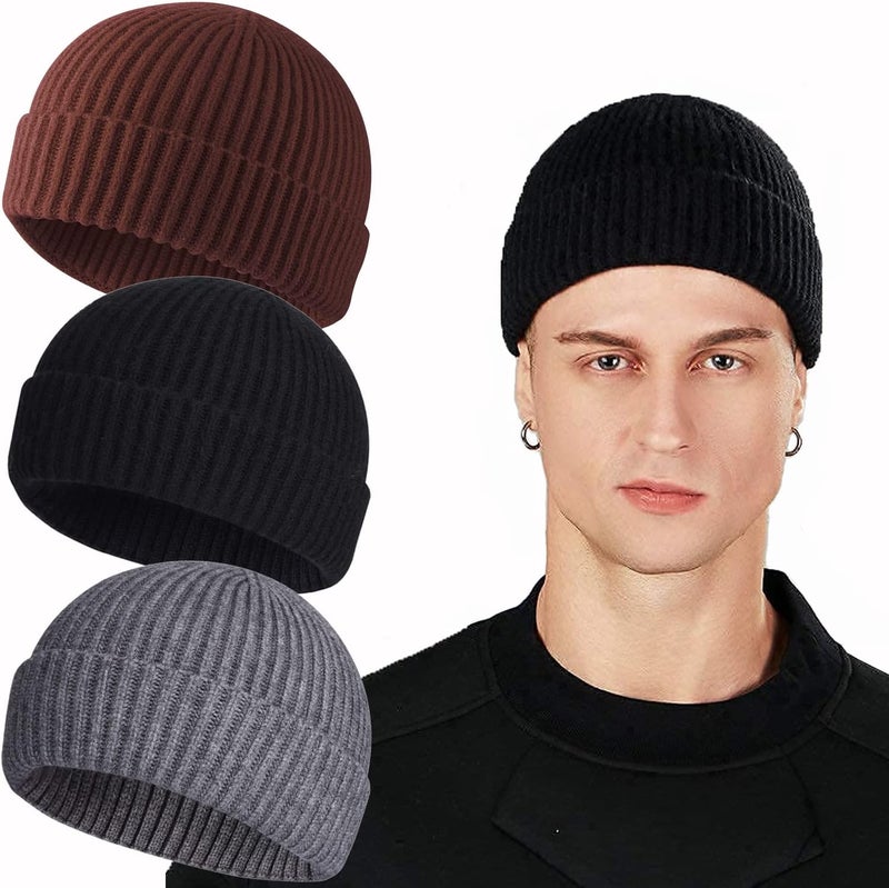 Roybens Swag Wool Knit Cuff Short Fisherman Beanie for Men Women, Winter Warm Hats - Image 1
