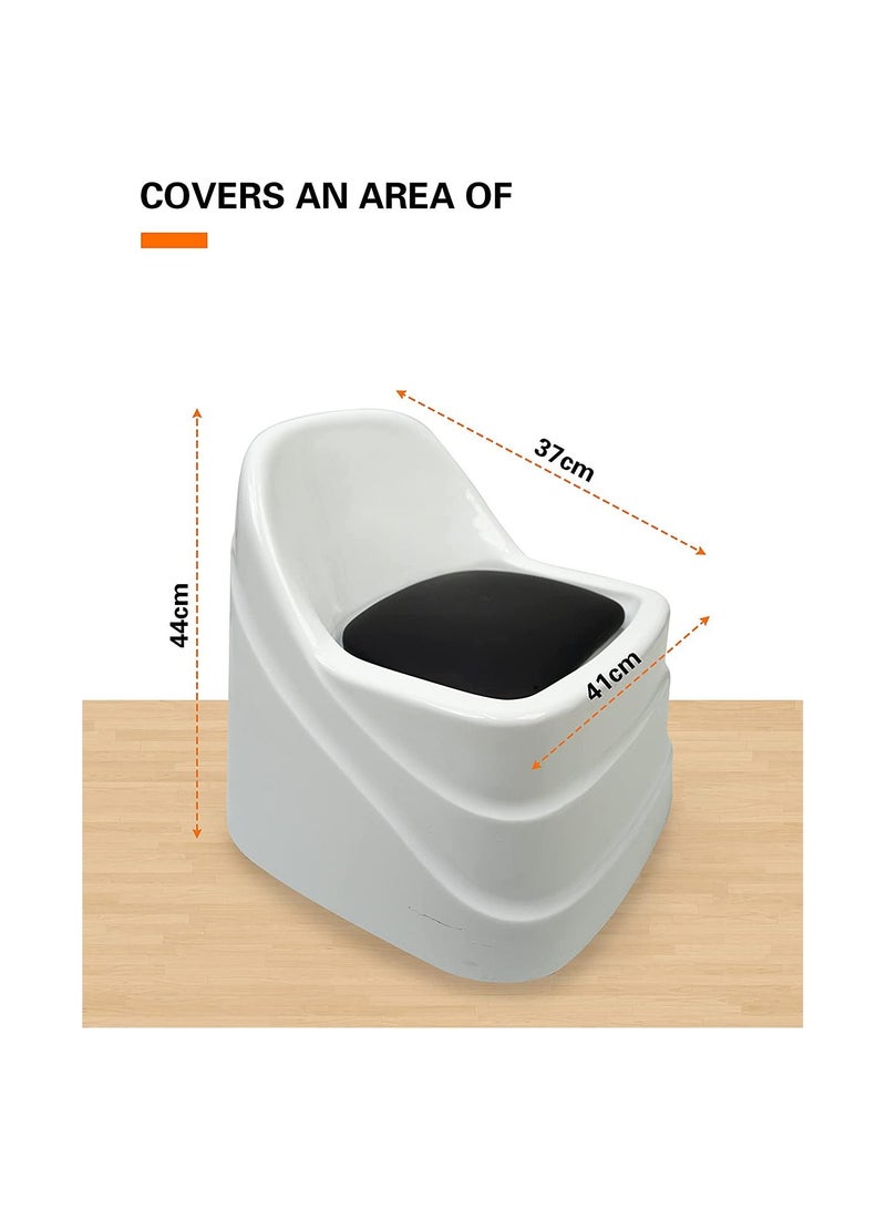 LA PERLA TECH  Ceramic Stool Chair Mani/Pedi Heavy-Duty Rolling Chair w/Back Rest for Beauty Salon & Spa Nail Care salon Equipment (White) - Image 3