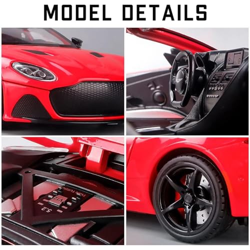 DEZICON 1:24 Big Aston Martin Toy Car Diecast Model Alloy Diecast Metal Cars with Sound Light Pullback Openable Door Toy Car for Kids Best Gifts Toys for Boys, Yellow - Image 3