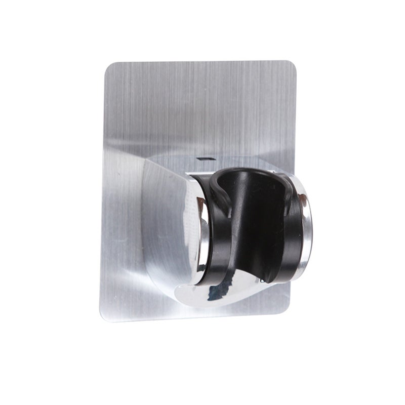 Shower Head Holder Silver High-Quality ABS 90° Rotate Self-Adhesive No Drill Shower Arm Mount - Easy to Use Wall Mounted Showerhead Bracket for Kids Elderly Smooth Wall Surfaces - Image 1