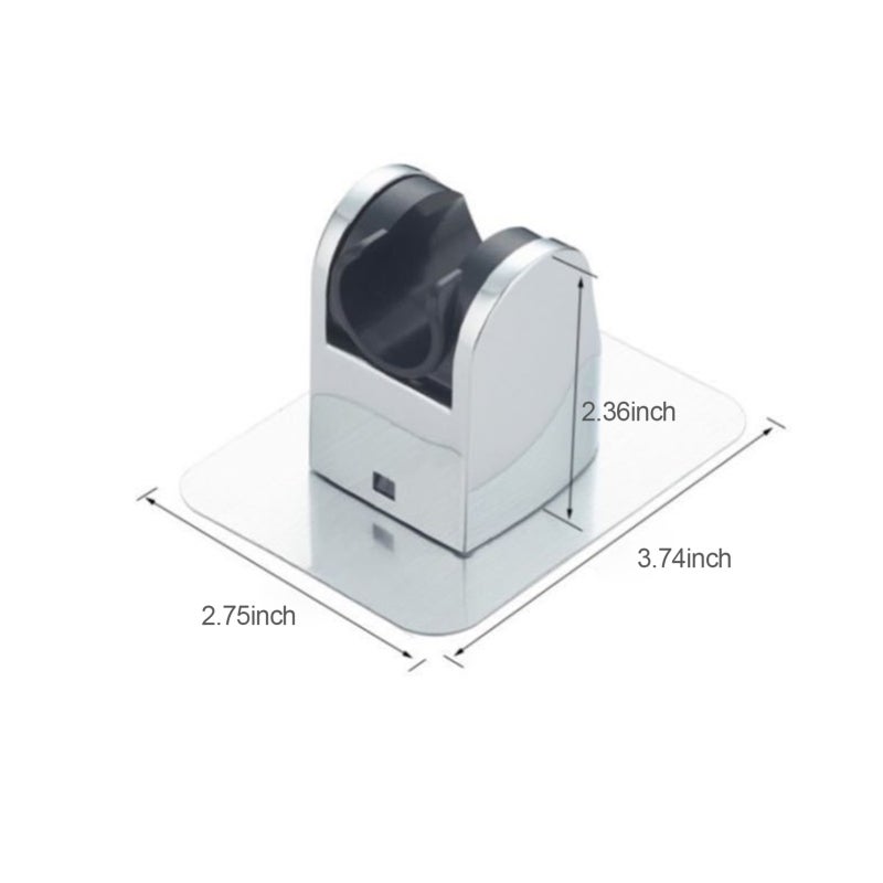 Shower Head Holder Silver High-Quality ABS 90° Rotate Self-Adhesive No Drill Shower Arm Mount - Easy to Use Wall Mounted Showerhead Bracket for Kids Elderly Smooth Wall Surfaces - Image 2