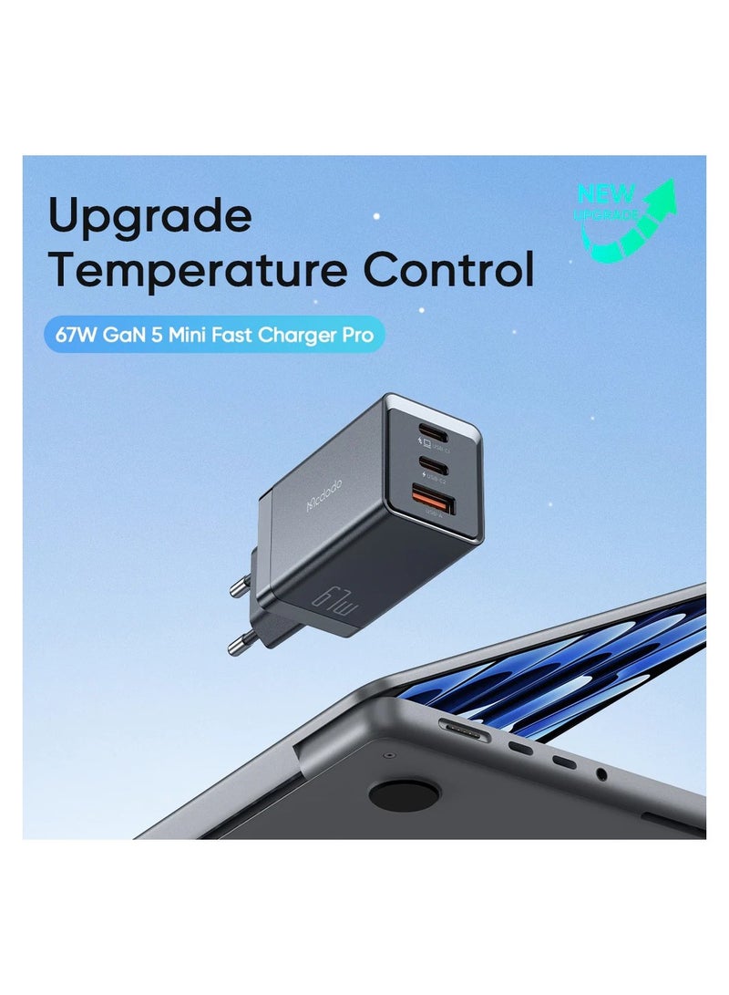 مكدودو شاحن ميني سريع برو بقوه 67 وات 2 منفذ Type-c ومنفذ USB-A - Image 2