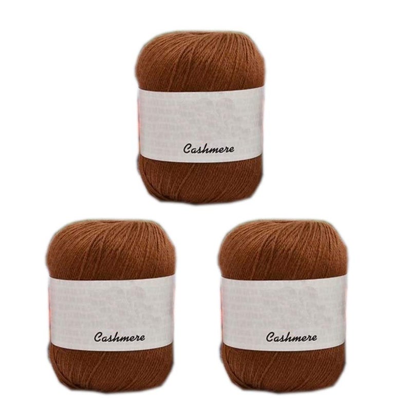 TrueValue Truevalue 3 Balls 100 Cashmere Merino Wool Blend Yarn Soft Cashmere Thread Knitting Crochet Fuzzy Yarn for DIY Sweater Scarf Gloves Total 150g Caramel 