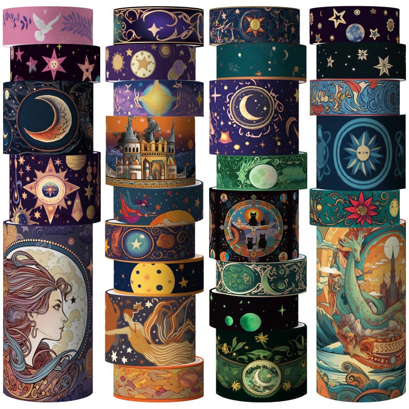 Geesinimo Washi Tape Set 29 Rolls Magic Themed Decorative Paper Tapes for Halloween Journaling Scrapbooking Supplies PlannersDIY CraftsGift Wrapping