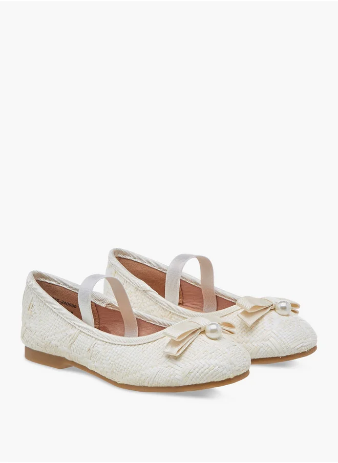 جونيورز Bow Accent Ballerina Shoes with Elasticated Strap