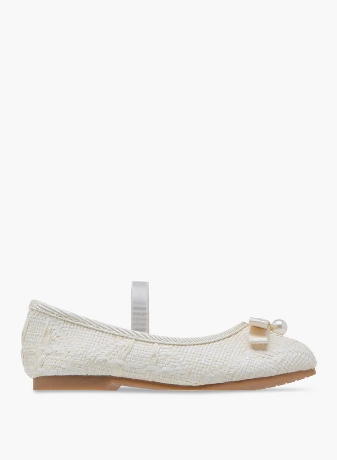 JUNIORS Bow Accent Ballerina Shoes with Elasticated Strap